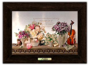 Декоративна картина з металу та натурального дерева   Букет піон, скрипка пркм0506к10х15 Тур-Колекшн