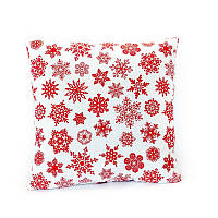 Новогодняя подушка декоративная Белая в снежинку 45*45 см новорічна подушка на диван
