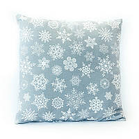 Новогодняя подушка декоративная Серая в снежинку 45*45 см новорічна подушка на диван