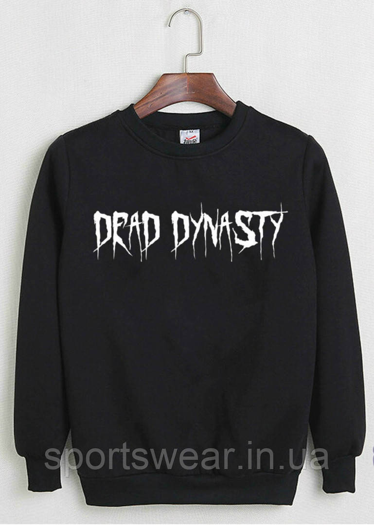 Світшот Dead Dynasty чорний з логотипом Дед Династі, унісекс (чоловіча,жіноча) Пайт Дєд Дайнасті Кофта чорна