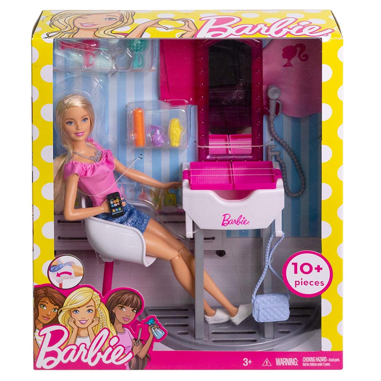 Ігровий набір Barbie Лялька Барбі та Салон Перукарська FJB36