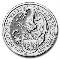 Серебряная монета The Red Dragon of Wales - Красный дракон Уэльса 2 унции