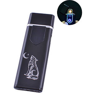 Сенсорна USB запальничка зі спіраллю Lighter HL80 чорна з малюнком, фото 1