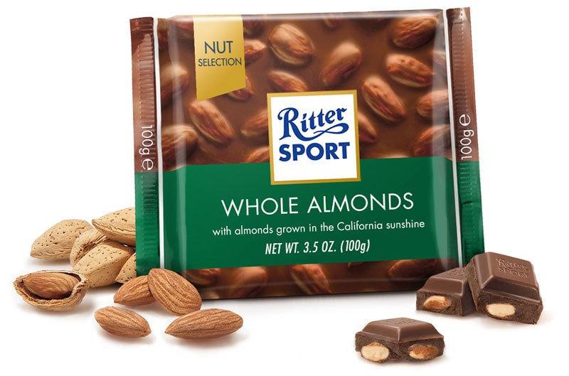 Ritter Sport Chocolate Whole Almonds, 100 гр. Німеччина, фото 1