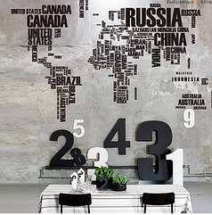 Інтер'єрна вінілова наклейка Мапа світу велика ( розмір190х116см)