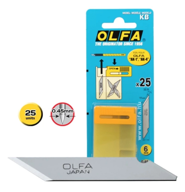 Леза OLFA KB для макетного ножа-скальпеля AK-1 і AK-4 (25 шт), фото 1