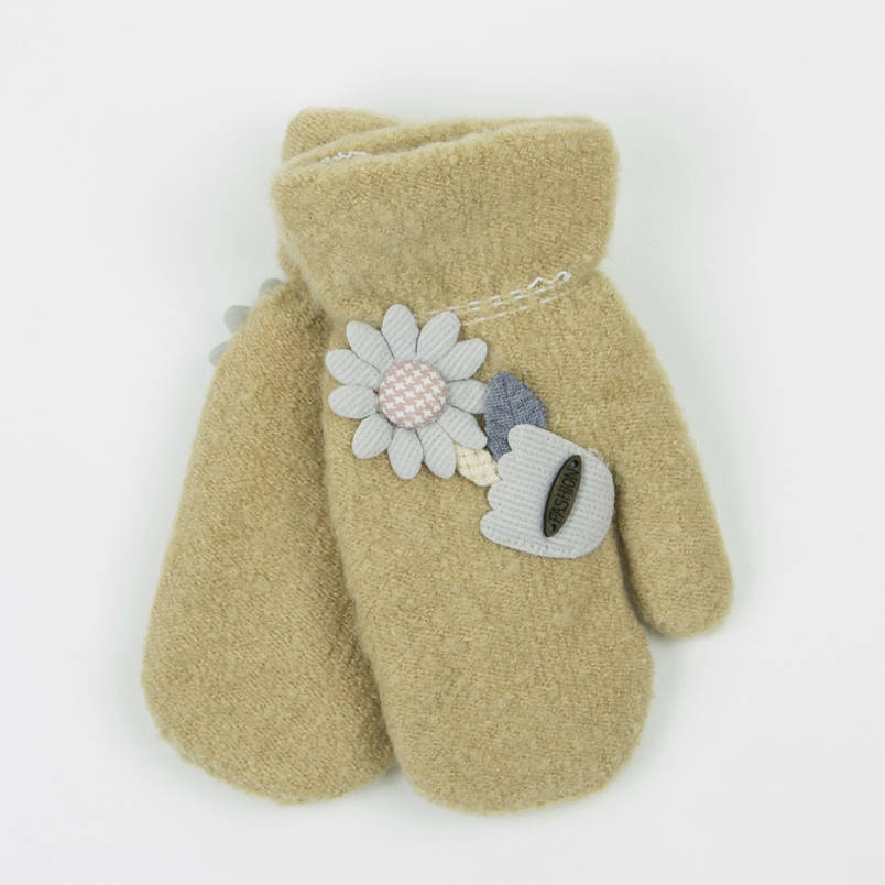 Дитячі рукавиці з хутряною підкладкою на 4-6 років - 19-7-73 Бежевий, фото 1