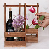 Дерев'яний декоративний ящик для квітів і подарунків. Ящик-кашпо з ручкою 20*15*9см, фото 3