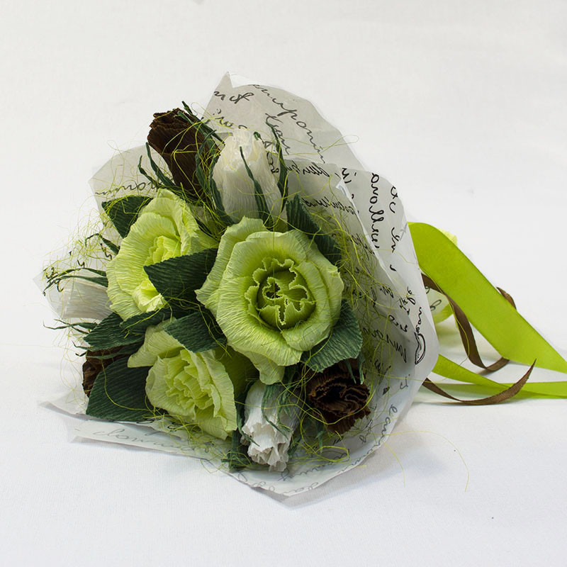 Букет із цукерок Троянди 9 лайм крафт