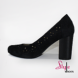 Туфлі жіночі чорні з оригінальним орнаментом, фото 2
