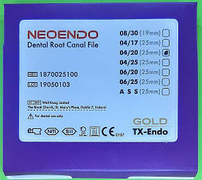 Протейпер TX-Endo Gold 20/04 25 мм (6 psc.) NEOENDO (Протейпер машинний золотий (6 ШТ.) НЕОЭНДО ), фото 2