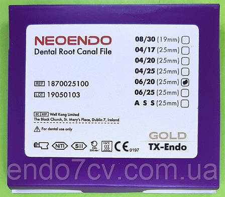 Протейпер TX-Endo Gold 20/06 25 мм (6 psc.) NEOENDO (Протейпер машинний золотий (6 ШТ.) НЕОЭНДО ), фото 2