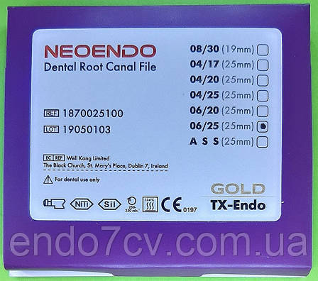 Протейпер TX-Endo Gold 25/06 25 мм (6 psc.) NEOENDO (Протейпер машинний золотий (6 ШТ.) НЕОЭНДО ), фото 2