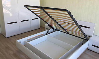 Ліжко з підіймальним механізмом Ацтека LOZ_160 білий/білий глянець