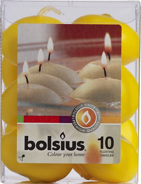 Плаваючі свічки Bolsius жовті 10 шт (пл10-010)