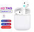 Бездротові сенсорні Bluetooth-навушники MDR i12 Lightning Stereo з боксом для заряджання Білі White (i12 W), фото 3