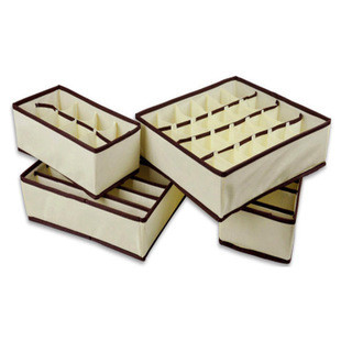 Набір органайзерів для білизни з каркасом 4 шт бежевий, фото 1