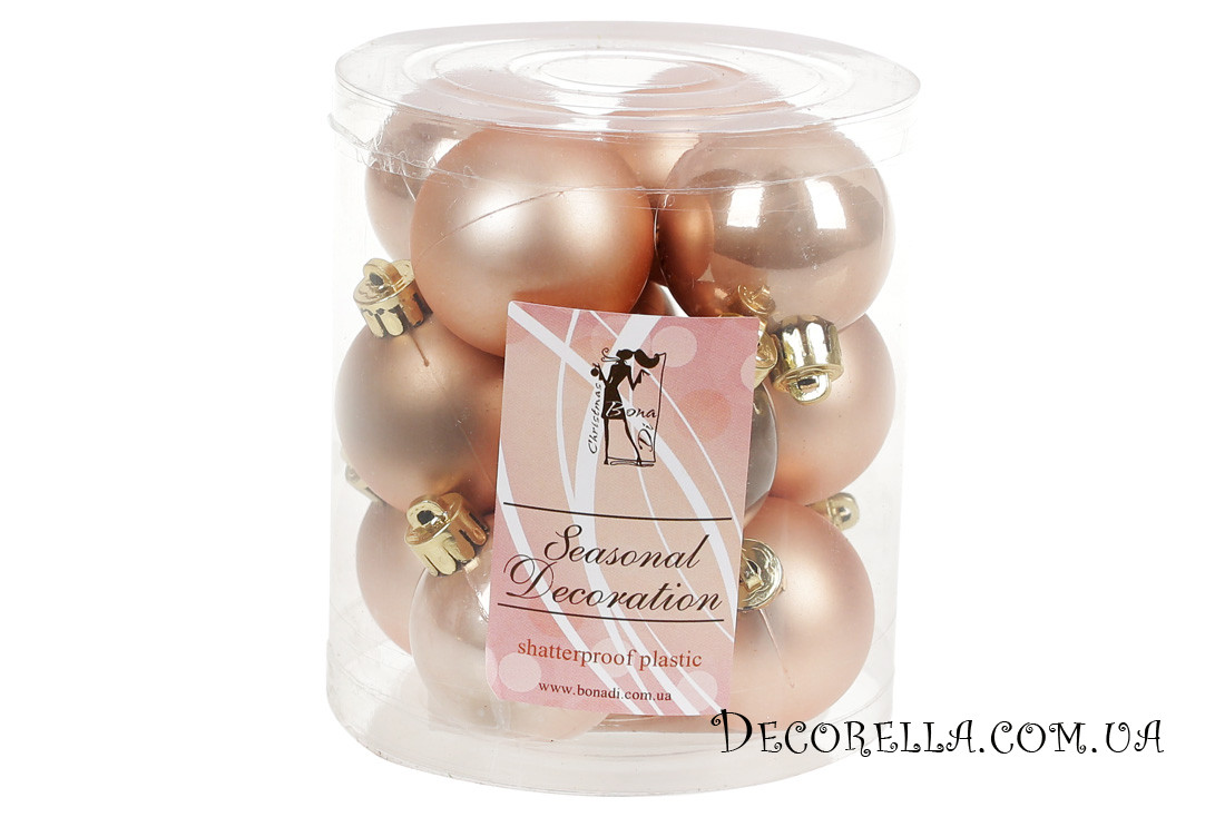 Набор елочных шаров бежевый бархат, 4см, 12 шт, фото 1