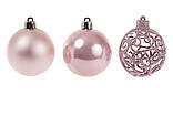 Набір ялинкових кульок рожевий, 6см, 6 шт, фото 2