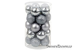 Набір ялинкових кульок сталевий, 3см, 25 шт