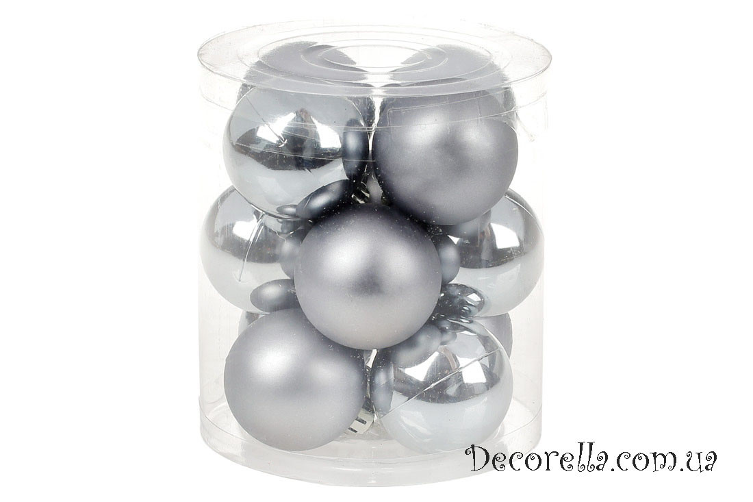Набір ялинкових кульок сталевий, 4см, 12 шт, фото 1