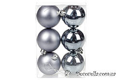 Набір ялинкових кульок сталевий, 6см, 6 шт
