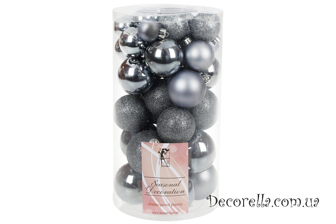 Набір ялинкових кульок сталевий, 3см, 4см, 5см, 6см (40 шт), фото 1