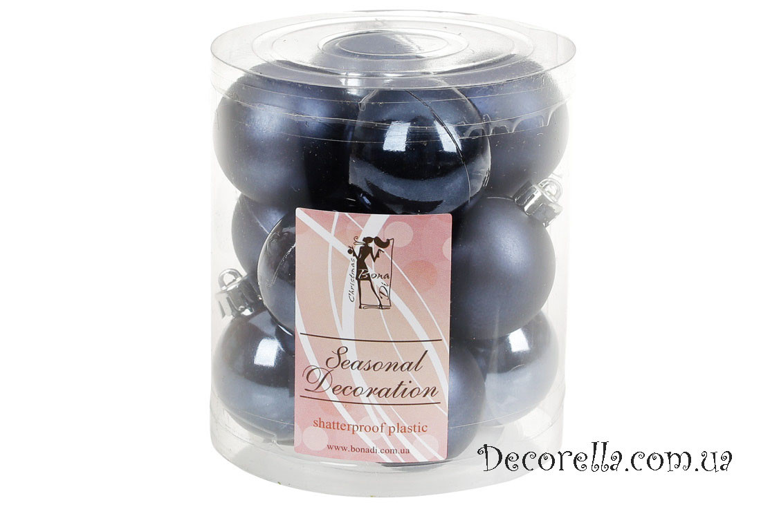 Набор елочных шаров полуночно-синий, 4см, 12 шт, фото 1