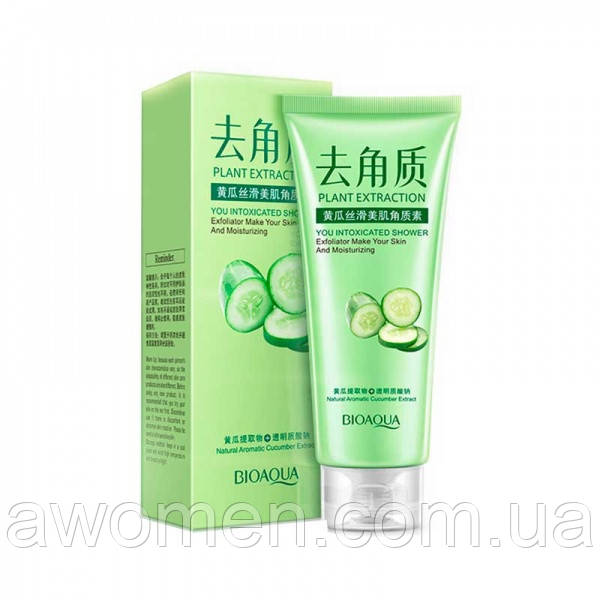 Уценка! Очисний гель-пілінг-скатка для обличчя Bioaqua Natural Plants Extracts огірок 120 g (м'ята коробка)