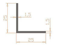 Алюминиевый угол 25x25х1,5