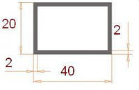 Труба прямокутна 40х20х2