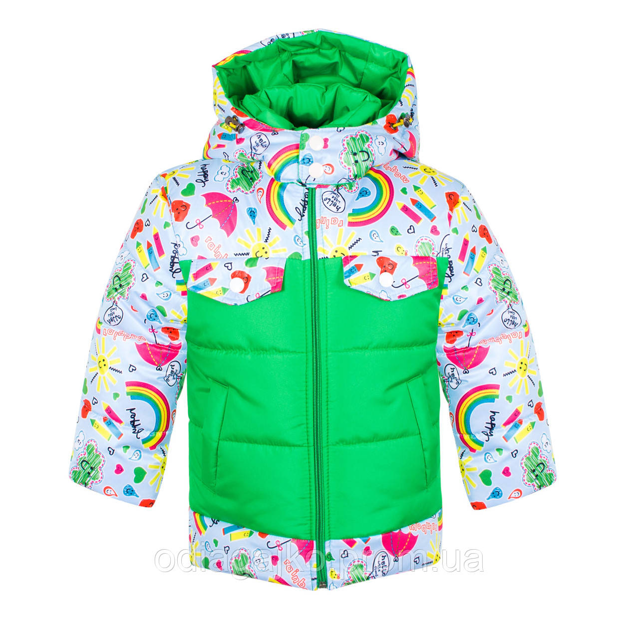 Куртка дитяча для хлопчика Везунчик зелена весна/осінь/зима 86,92,98,104,110 см жилетка-овчина