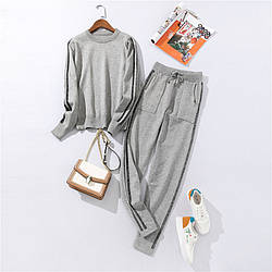 Жіночий сірий костюм двійка розмір S/M