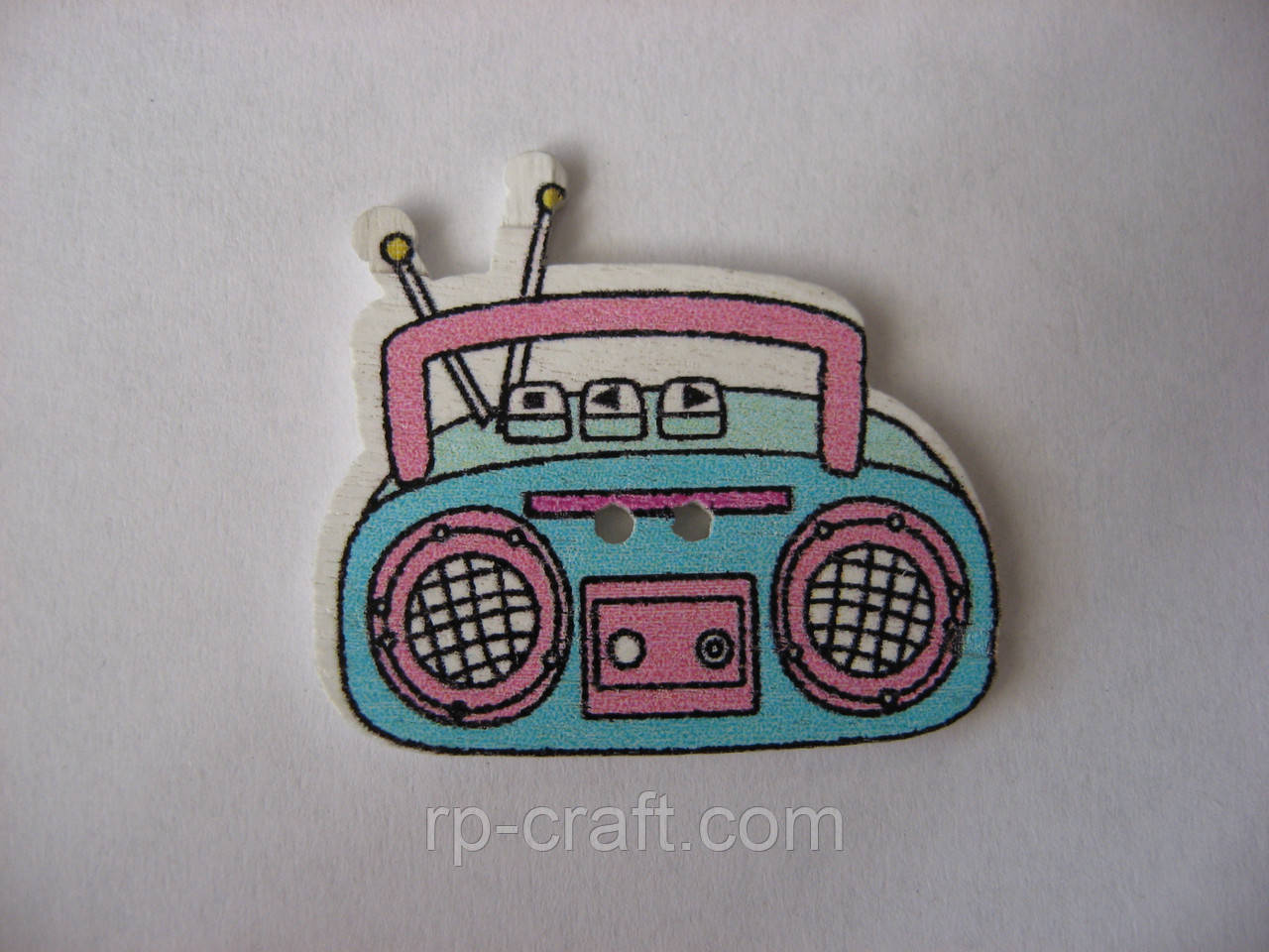 Гудзик дерев'яний, декоративний, магнітофон, 28х30 мм, фото 1