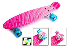 Скейт "Penny Board". Рожевий колір. Блискучі колеса