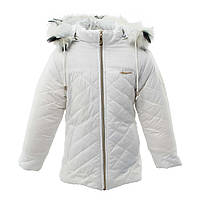 Куртка детская для девочки зима Сердечко белая 116,122,128,134,140см