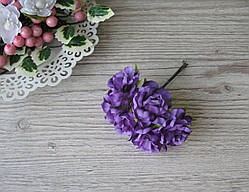 Роза тканинна темно фіолетовий 3.5 см пучок 6 шт - 20 грн