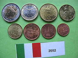 Италия, набор евро монет 2002 г. UNC.
