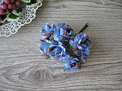 Роза тканинна блакитна 3.5 см пучок 6 шт