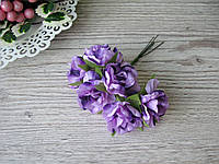 Роза тканевая светло фиолетовая 3.5 см пучок 6 шт - 20 грн
