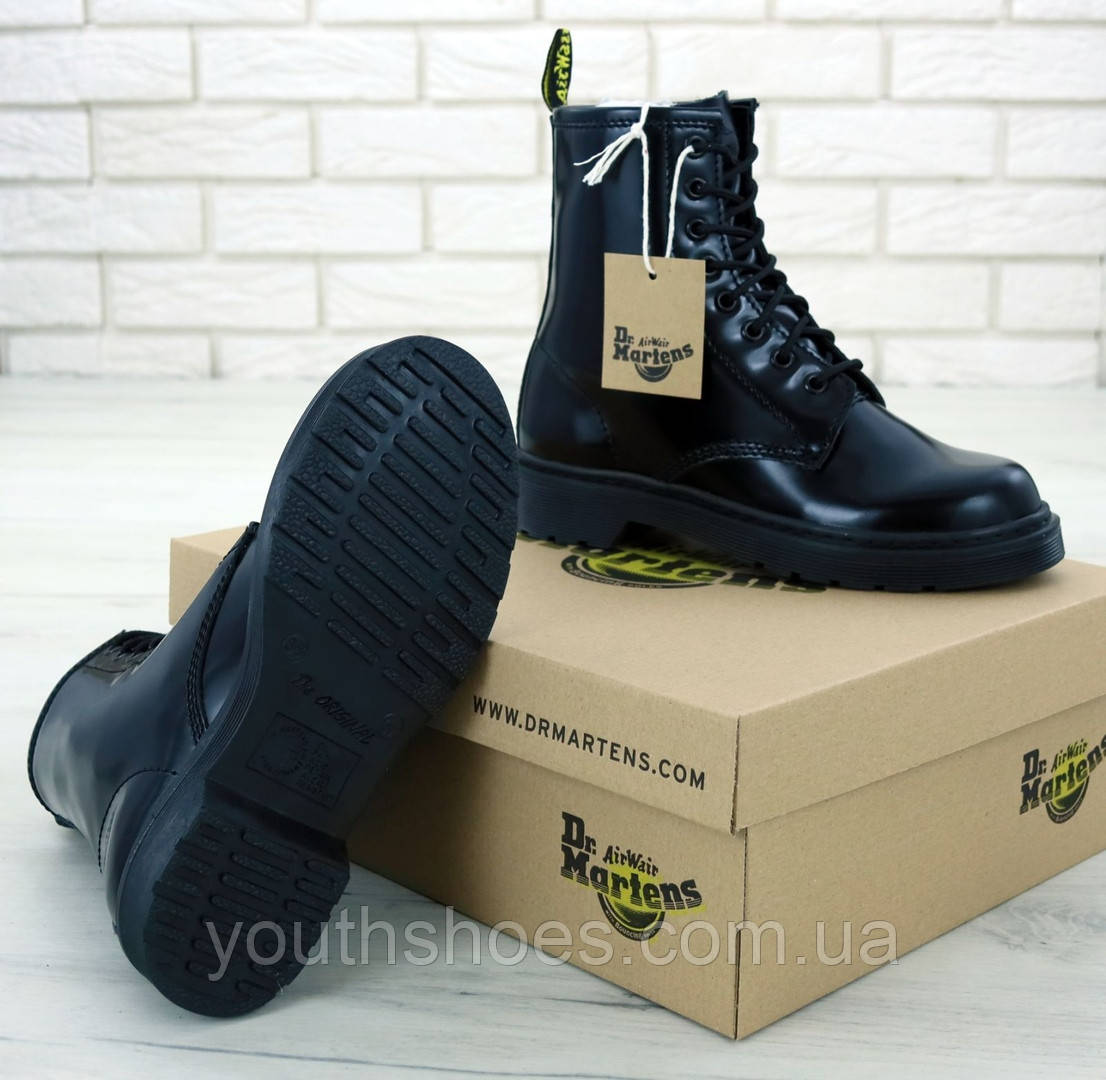 Черевики жіночі осінні шкіряні Dr. Martens Black Mono "Чорні" розмір 36-39