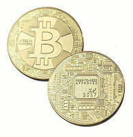 Сувенірна монета Биткоин з позолотою