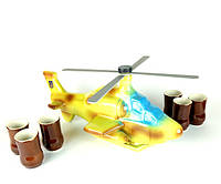 Вертолет - подарочная бутылка в виде военного вертолета в комплекте с рюмками