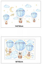 Декоративні наклейки для дитячого садка, наклейка в дитячу Три повітряних кулях" 140см*80см (лист60*90см), фото 2