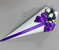 Кулечек для лепестков "Белый" с фиолетовой лентой