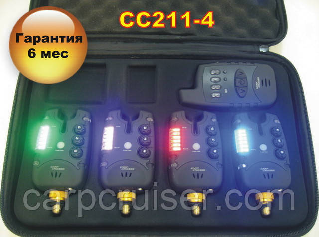 Набір сигналізаторів покльовки Carp Cruiser CC211-4 (4+1) з бездротовим радіо пейджером