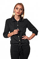Легка сорочка вільного силуету, чорного кольору