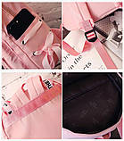 Рюкзак сумка жіночий стильний міський із стрічками (рожевий), фото 9