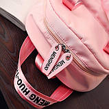 Рюкзак сумка жіночий стильний міський із стрічками (рожевий), фото 6