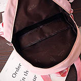 Рюкзак сумка жіночий стильний міський із стрічками (рожевий), фото 10